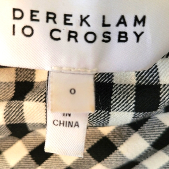 10 CROSBY DEREK LAM BLUE AND WHITE CHECKERED RAUNCHED RUFFLE MINI SKIRT SZ0 - Picture 3 of 6